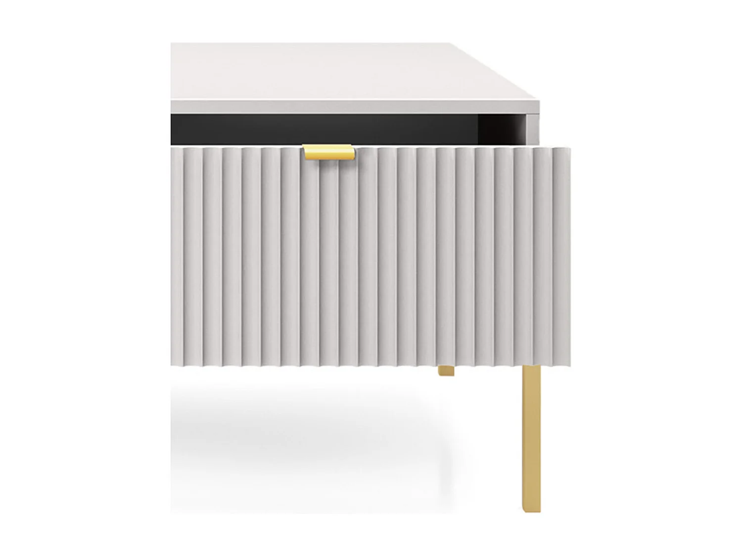 Stolik Kawowy Elegancki DomoHome NOVA – Z akcentem złotym, nowoczesna szuflada MDF, złote metalowe nogi, minimalistyczny design, Szary, 104x104x46cm