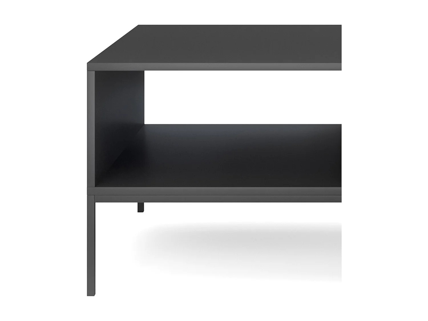 Elegante Couchtisch DomoHome NOVA – Mit goldenen Akzenten Moderner MDF-Schublade Schwarze Metallfüße Minimalistisches Design Schwarz 104x104x46cm