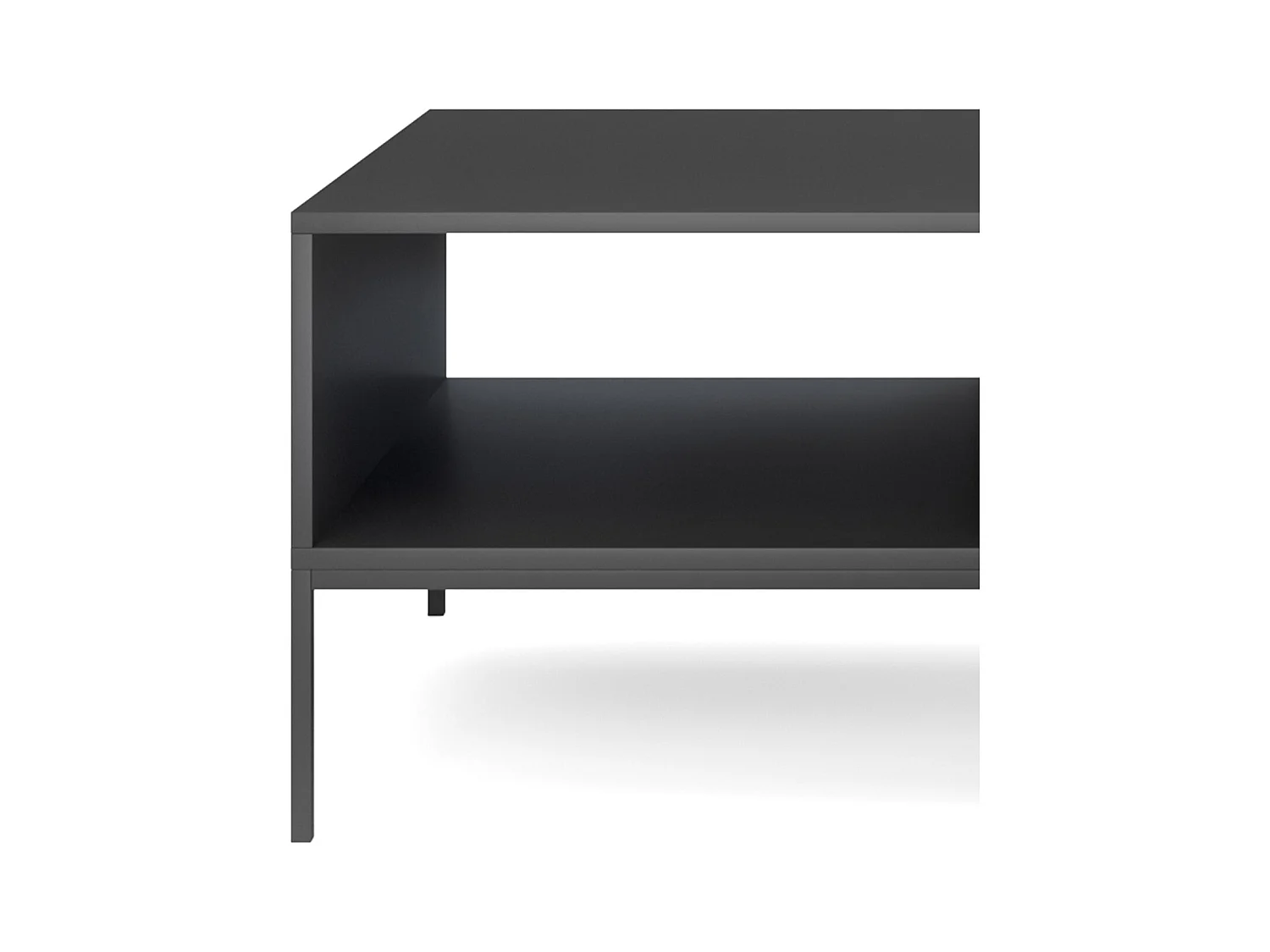 Table Basse Élégante DomoHome NOVA – Avec accent doré, Tiroir moderne en MDF, Pieds métal noirs, Design minimaliste, Noir, 104x104x46cm
