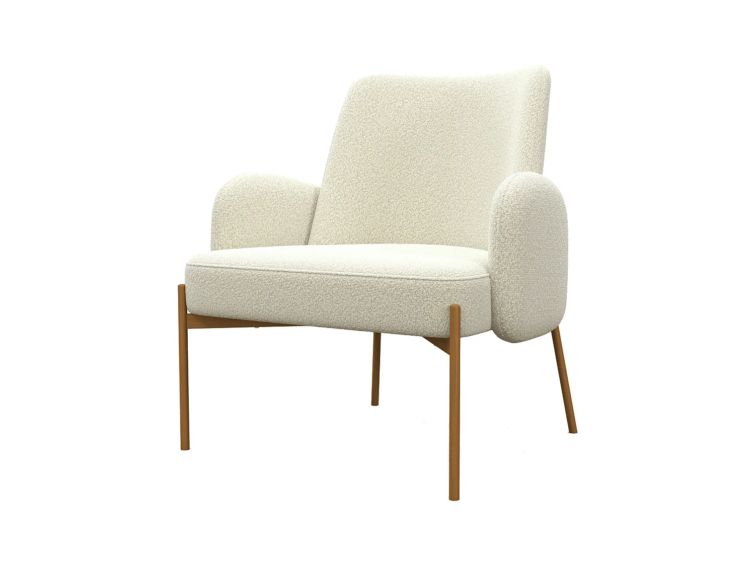 ALEX-Sillón de tela ecru y metal madera