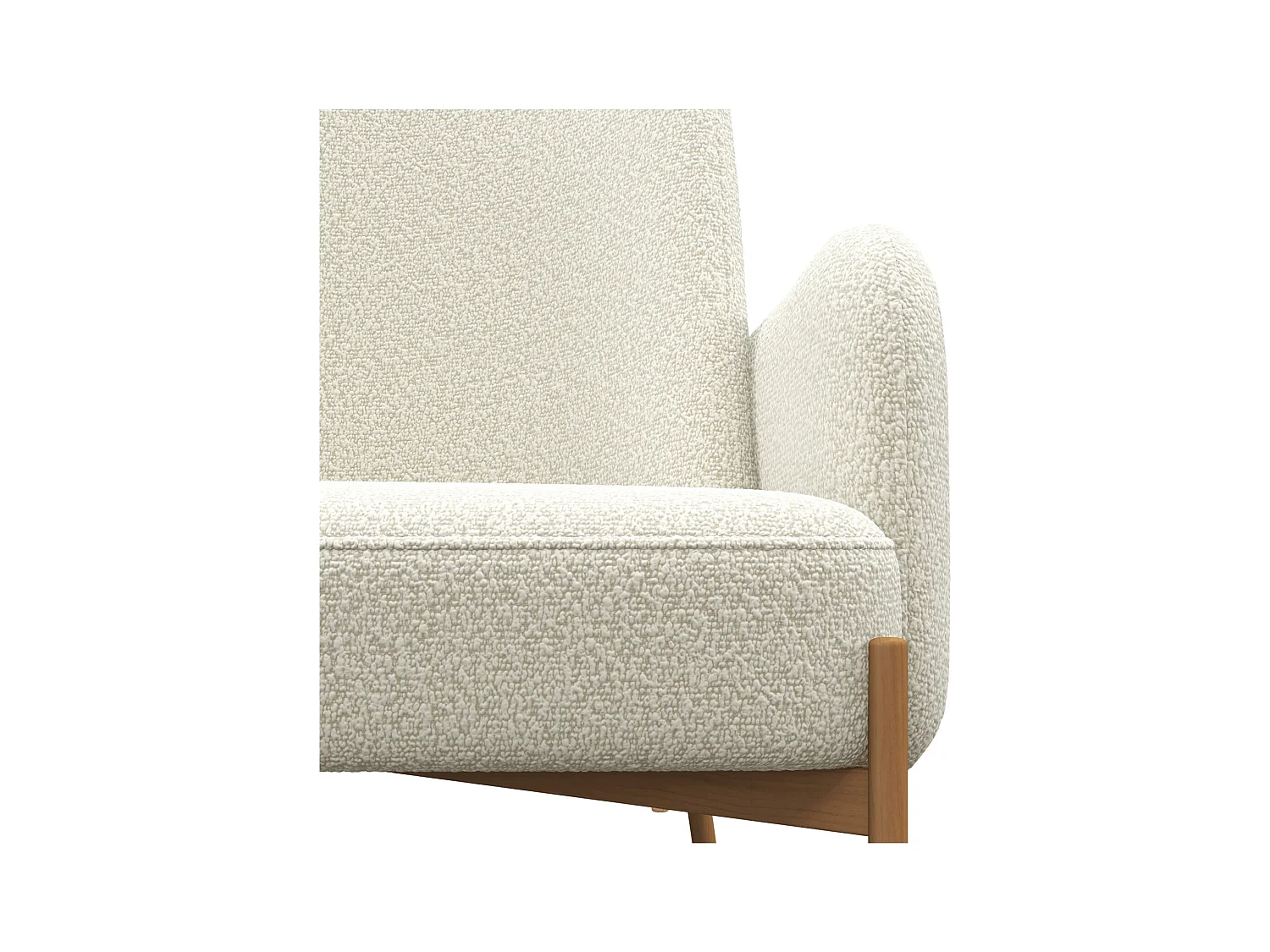 ALEX-Fauteuil en tissu Cozy Ecru et métal chêne