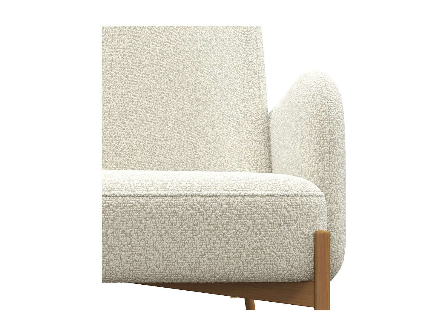 ALEX-Sillón de tela Cozy Ecru y metal roble