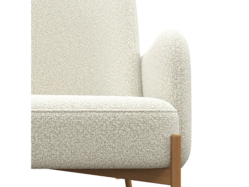 ALEX-Poltrona in tessuto Cozy Ecru e metallo rovere