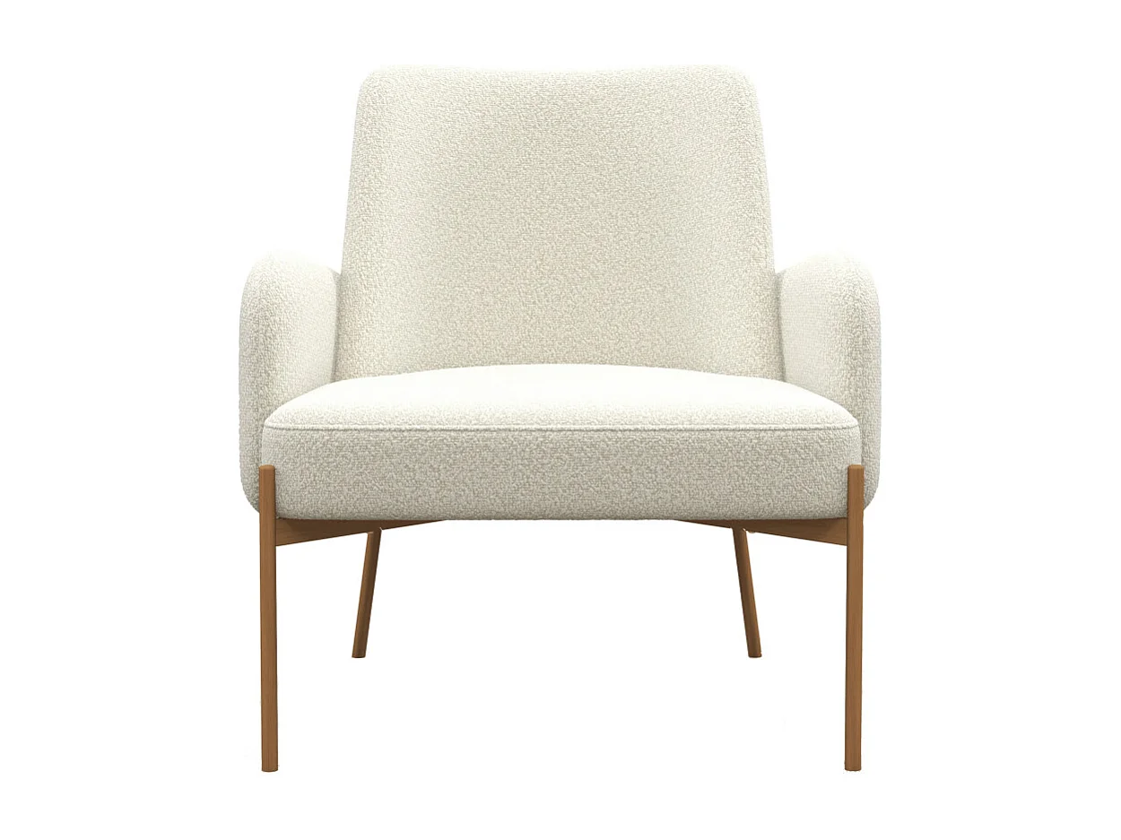 ALEX-Poltrona in tessuto Cozy Ecru e metallo rovere