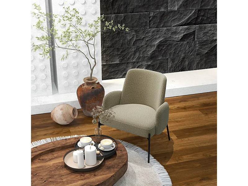 ALEX-Fauteuil en tissu Cozy Mastic