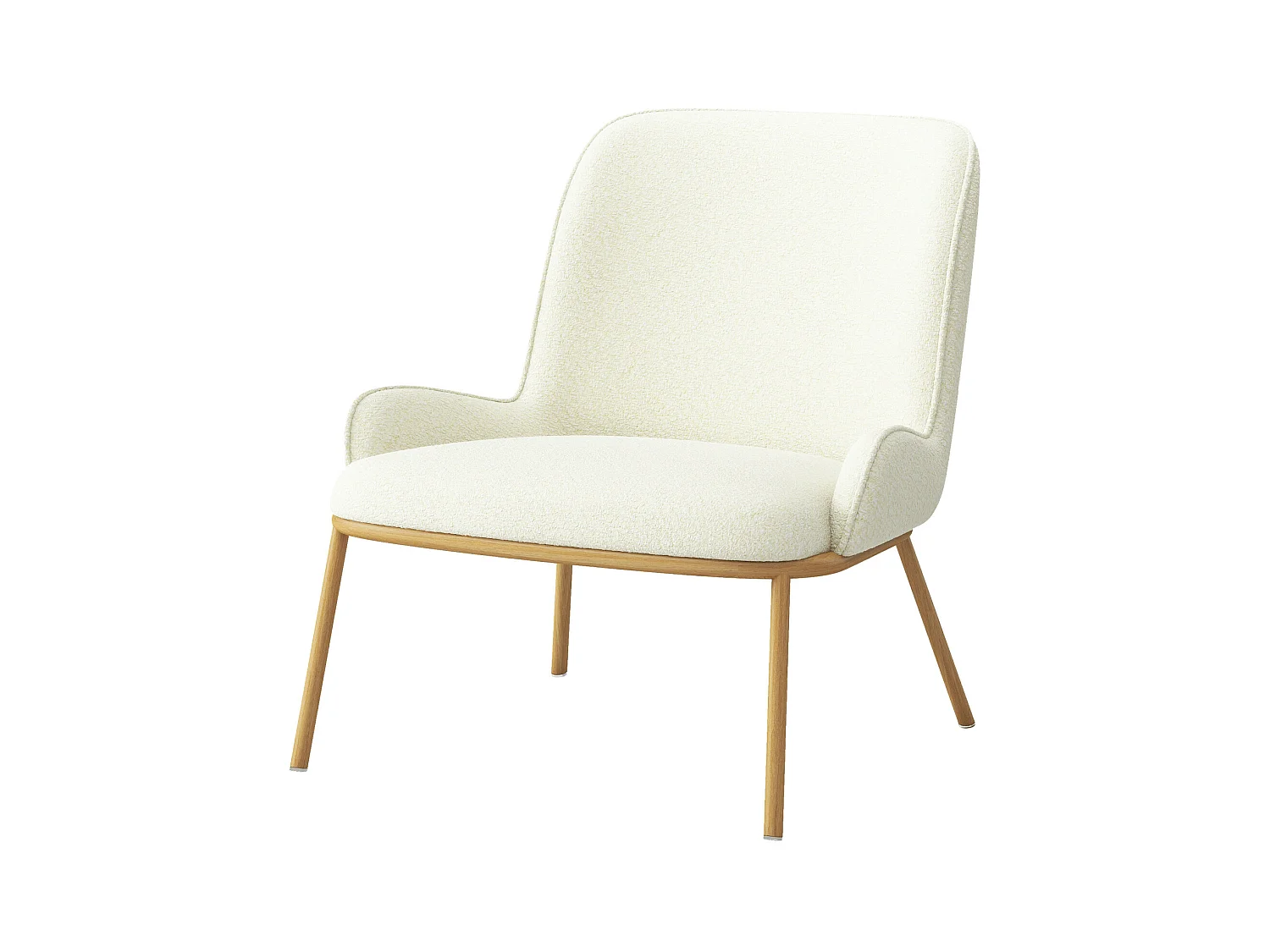 ALVIN-Poltrona in tessuto Ecru e metallo effetto rovere