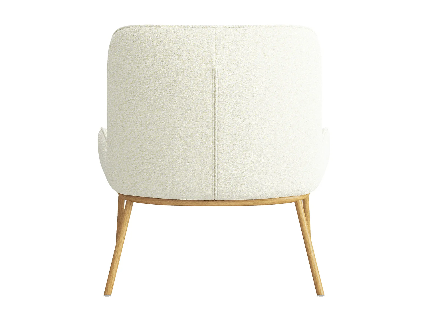 ALVIN-Sillón de tela Bouclé Ecru y metal efecto roble