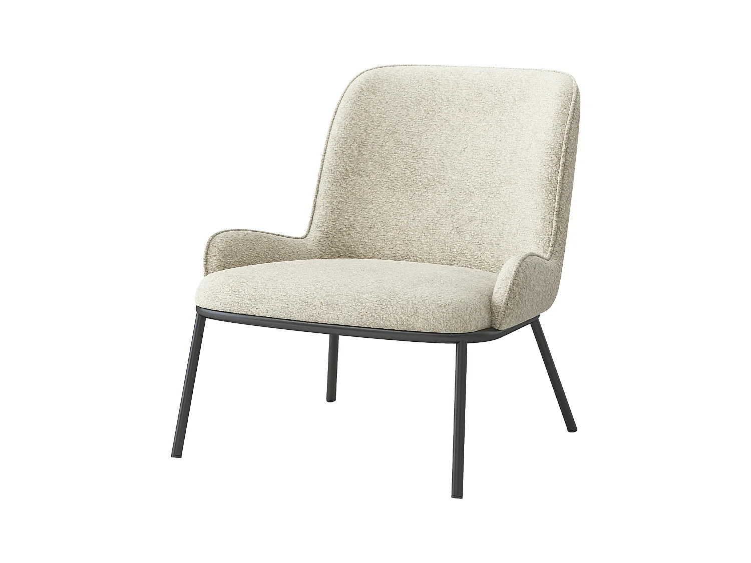 ALVIN-Sillón de tela Bouclé Lino y metal negro