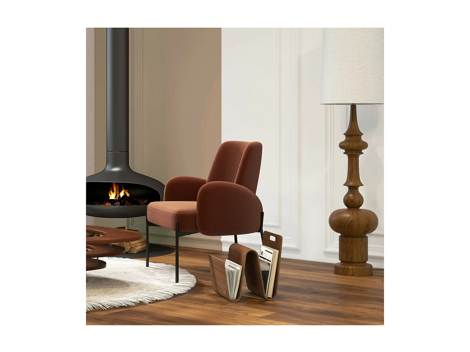 ALEX-Fauteuil en tissu Cosy Terracota