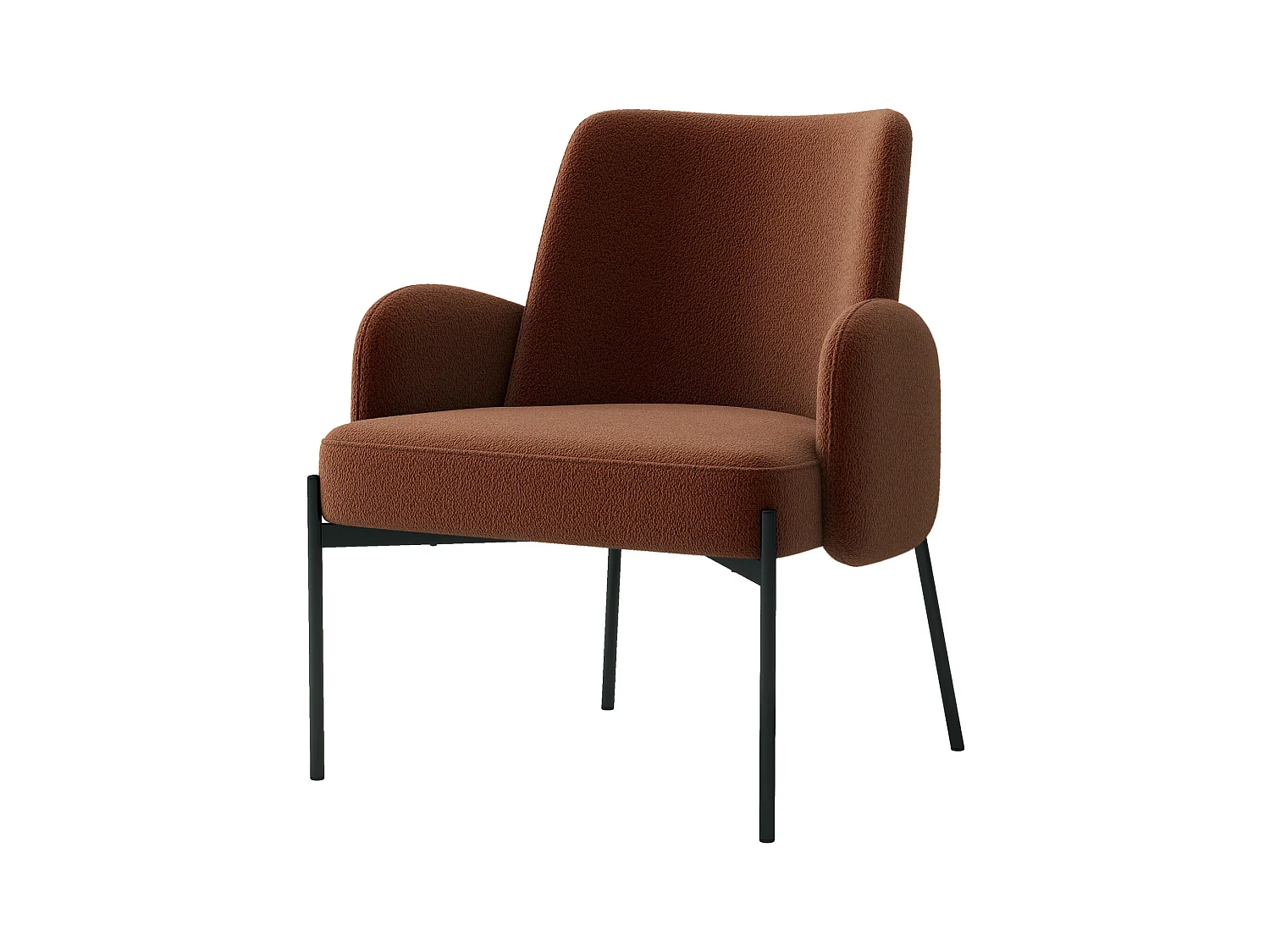 ALEX-Sillón de tela terracotta y metal negro