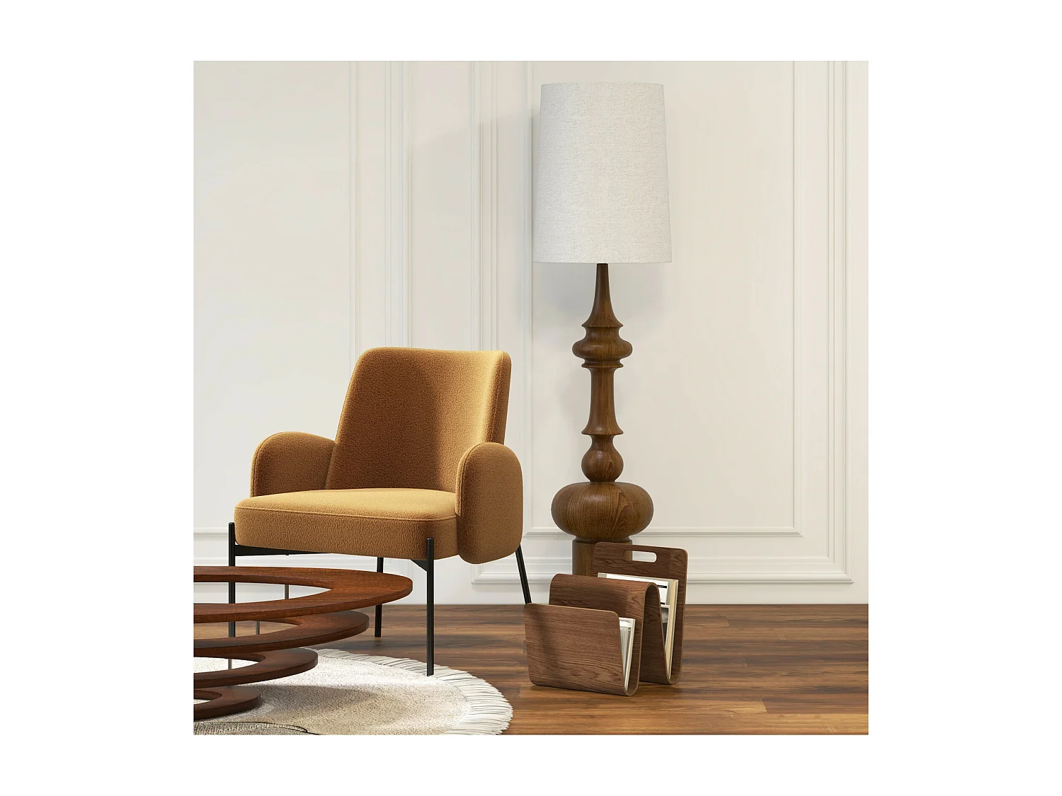 ALEX-Fauteuil en tissu Cosy Ocre