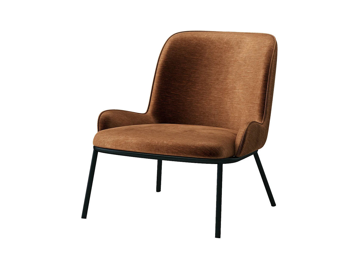 ALVIN-Sillón de tela Bouclé Terracotta y metal negro
