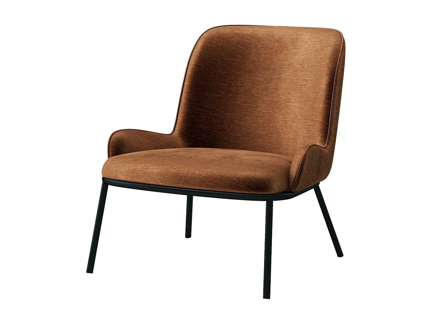ALVIN-Fauteuil vintage en velours Retro Terracotta