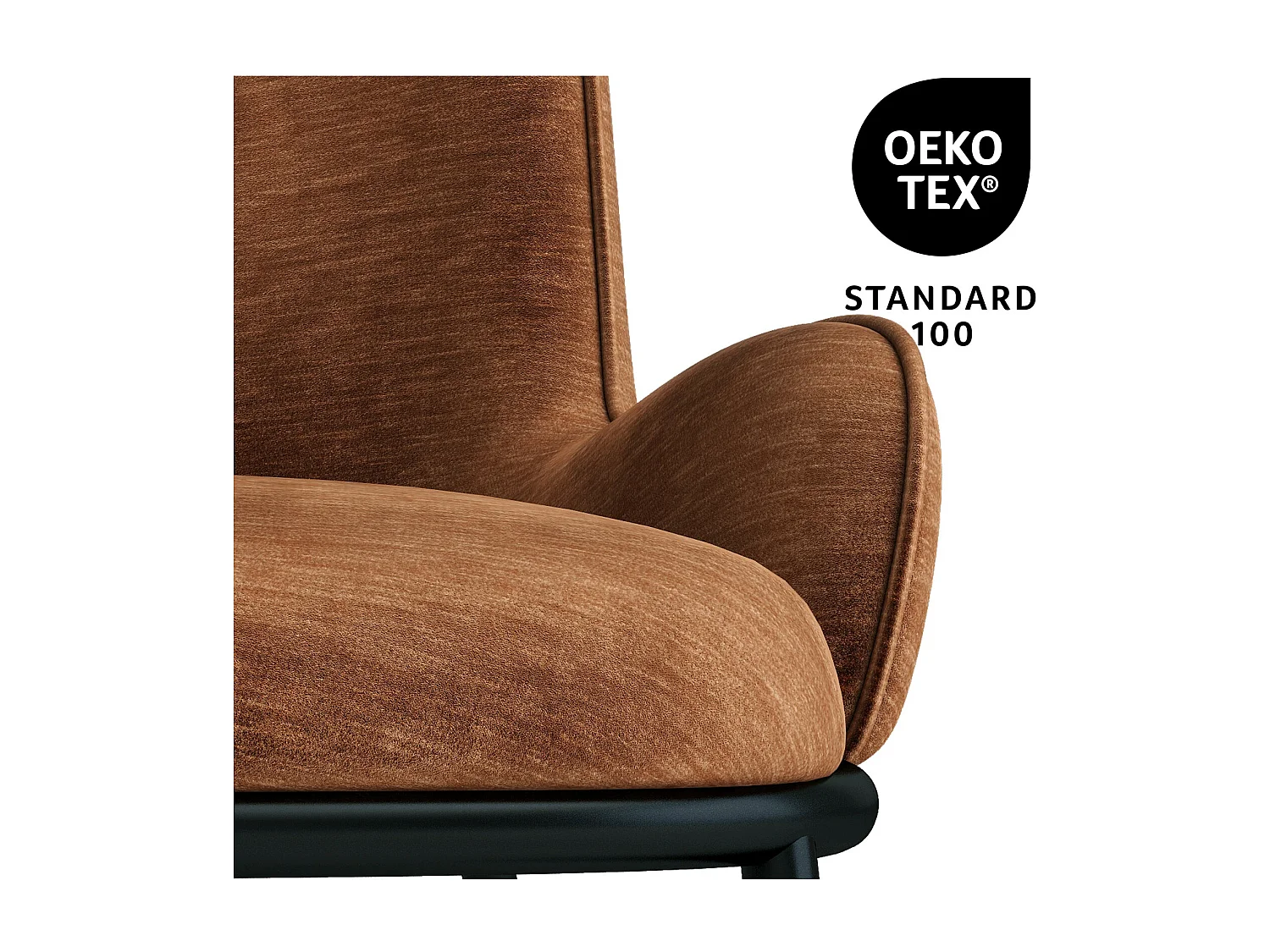 ALVIN-Fauteuil vintage en velours Retro Terracotta