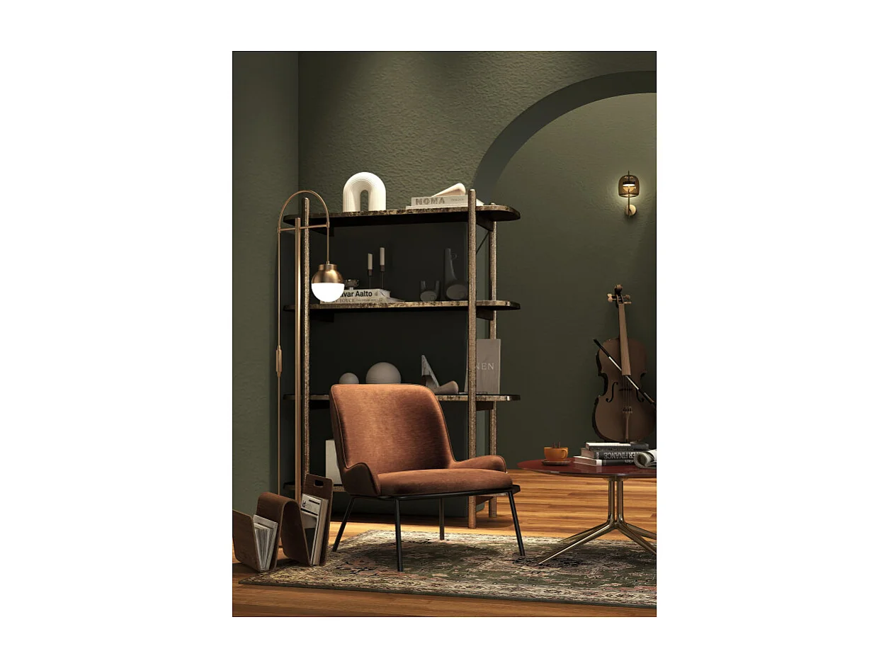 ALVIN-Fauteuil vintage en velours Retro Terracotta