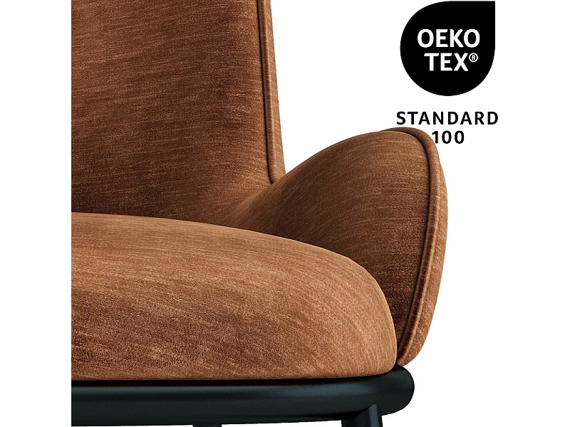 ALVIN-Fauteuil vintage en velours Retro Terracotta