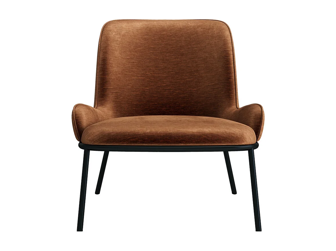 ALVIN-Fauteuil vintage en velours Retro Terracotta
