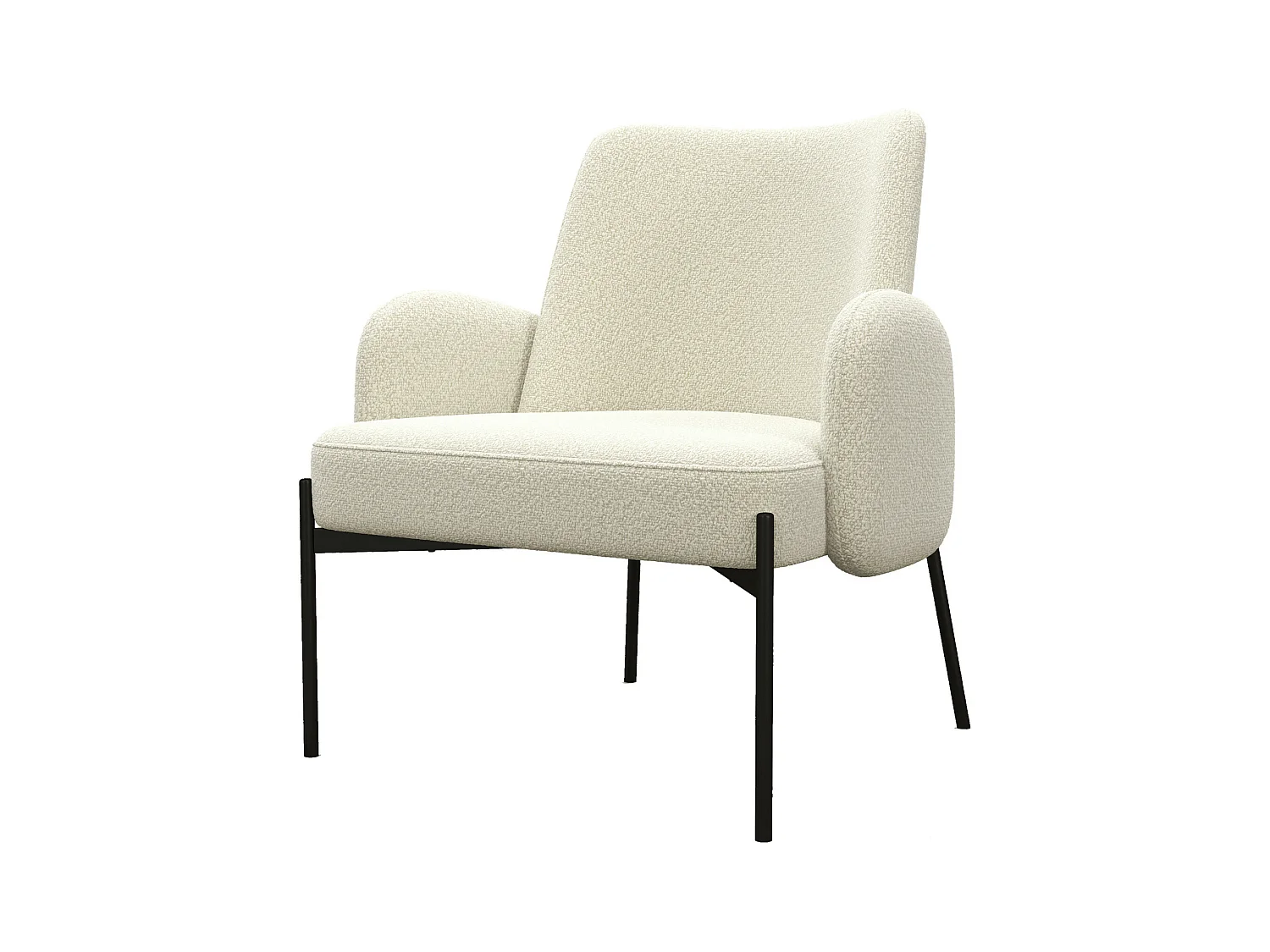 ALEX-Fauteuil en tissu Cozy Ecru