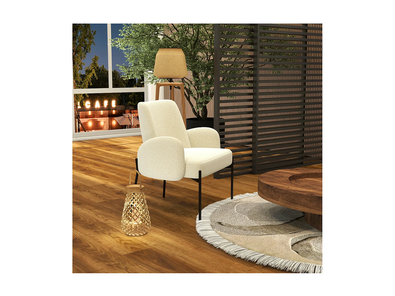 ALEX-Poltrona in tessuto Cozy Ecru