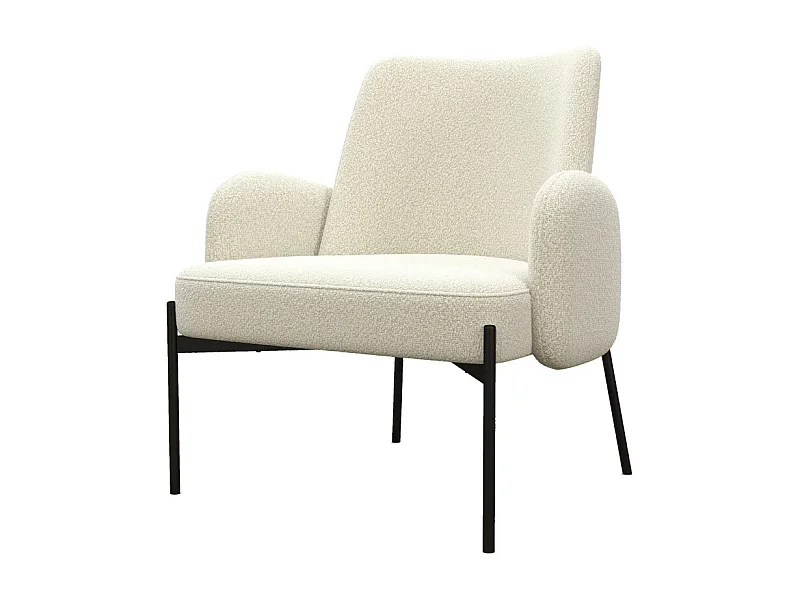 ALEX-Fauteuil en tissu Cozy Ecru