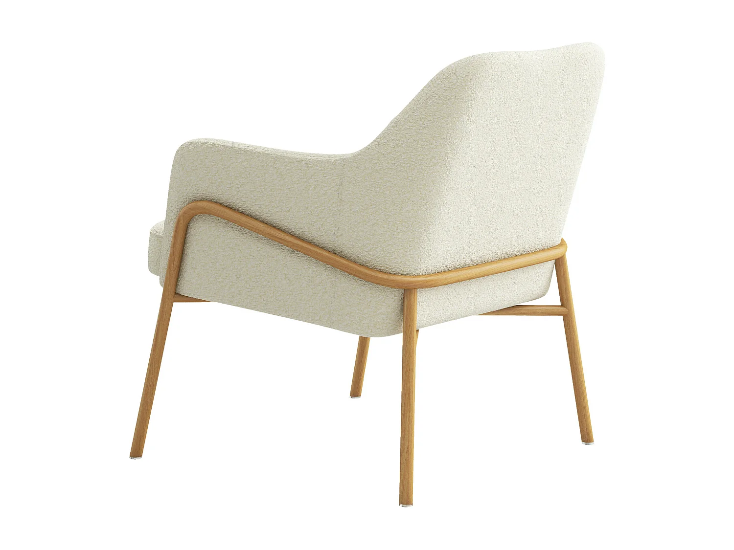 LAYTON-Poltrona bouclé ecrù e metallo effetto rovere