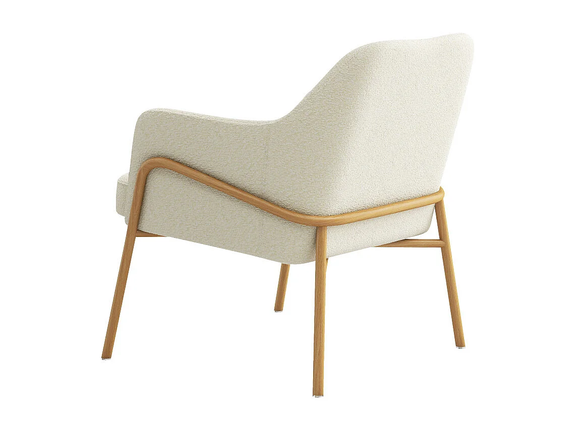 LAYTON-Poltrona bouclé ecrù e metallo effetto rovere