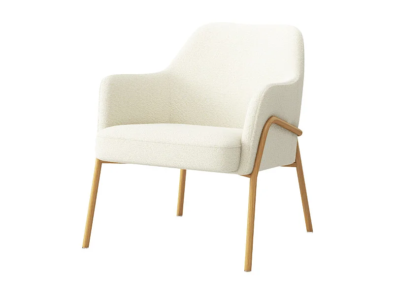 LAYTON-Fauteuil lounge en tissu Bouclé Ecru