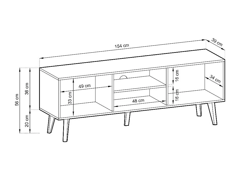 Meuble TV WILLOW 154 cm Noir Chêne Artisan – 2 Portes, Push-to-Open, Pieds en Métal, Façades MDF, Style Loft Salon