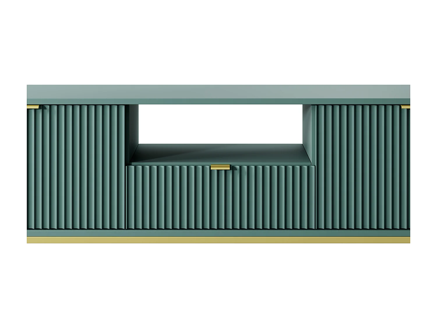 Meuble TV Geriffelt NOVA Poignées dorées 2 portes, tiroir, étagère 154x56x39cm, Façade noire, Cadre doré couleur LABRADOR