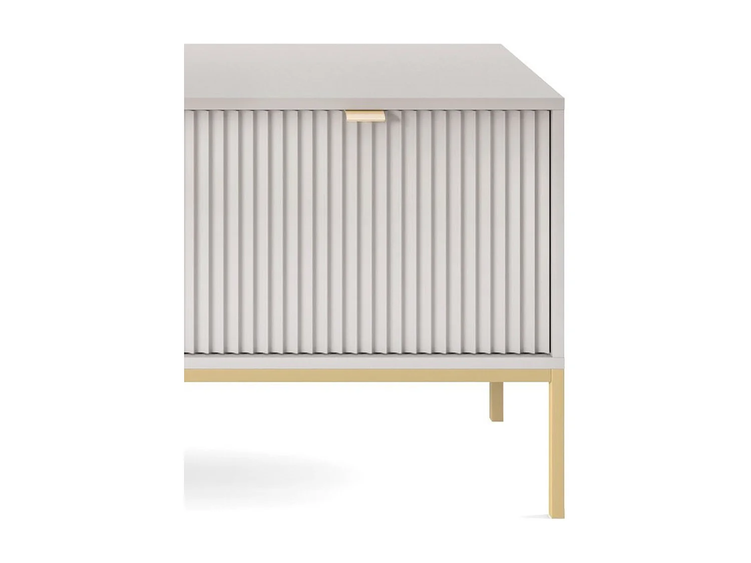 Meuble TV Geriffelt NOVA Poignées dorées 2 portes, tiroir, étagère 154x56x39cm, Façade noire, Cadre doré couleur GRIS