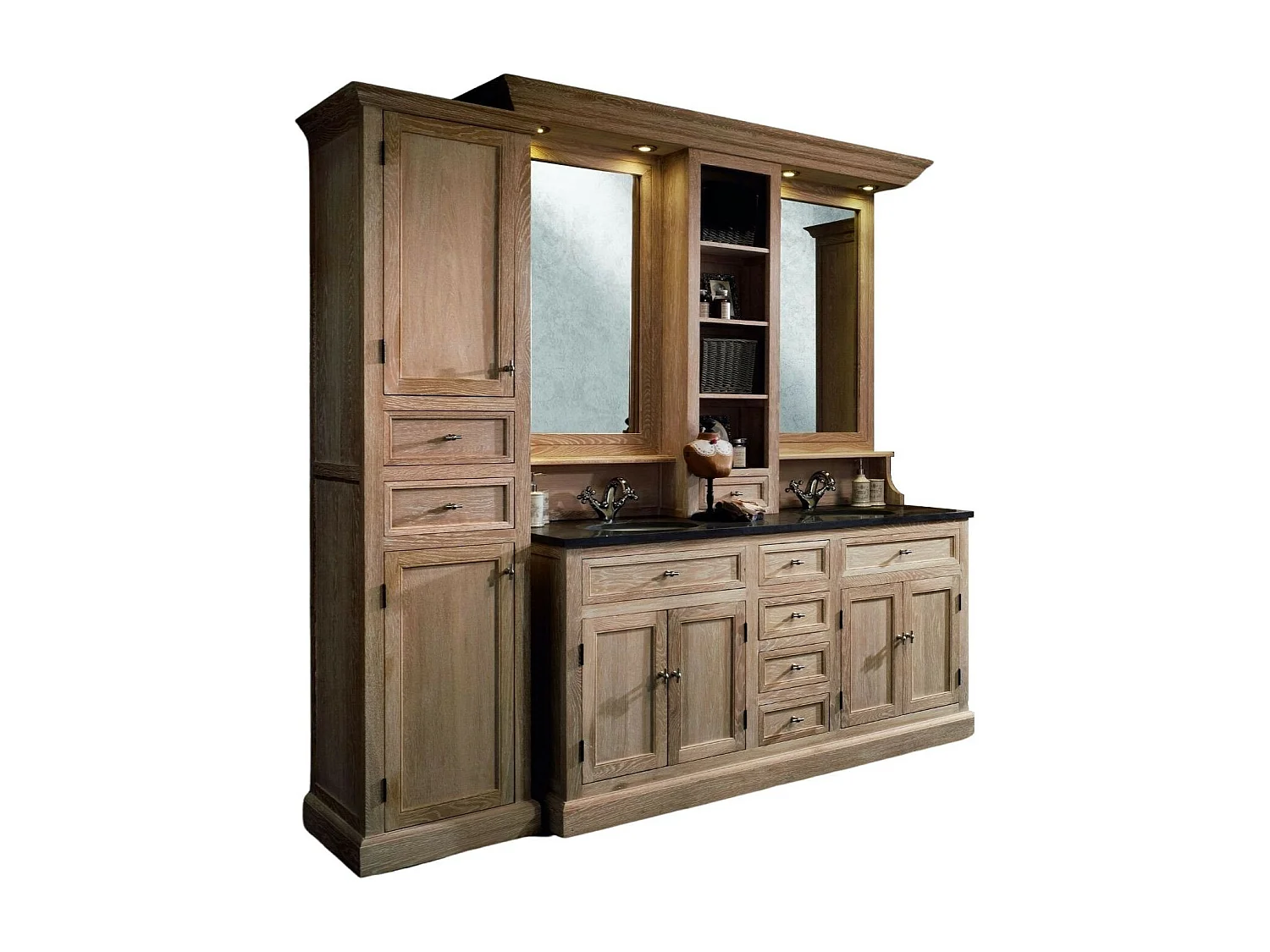 Meuble de salle de bain double vasque + 1 colonne G (ensemble) - VERONE