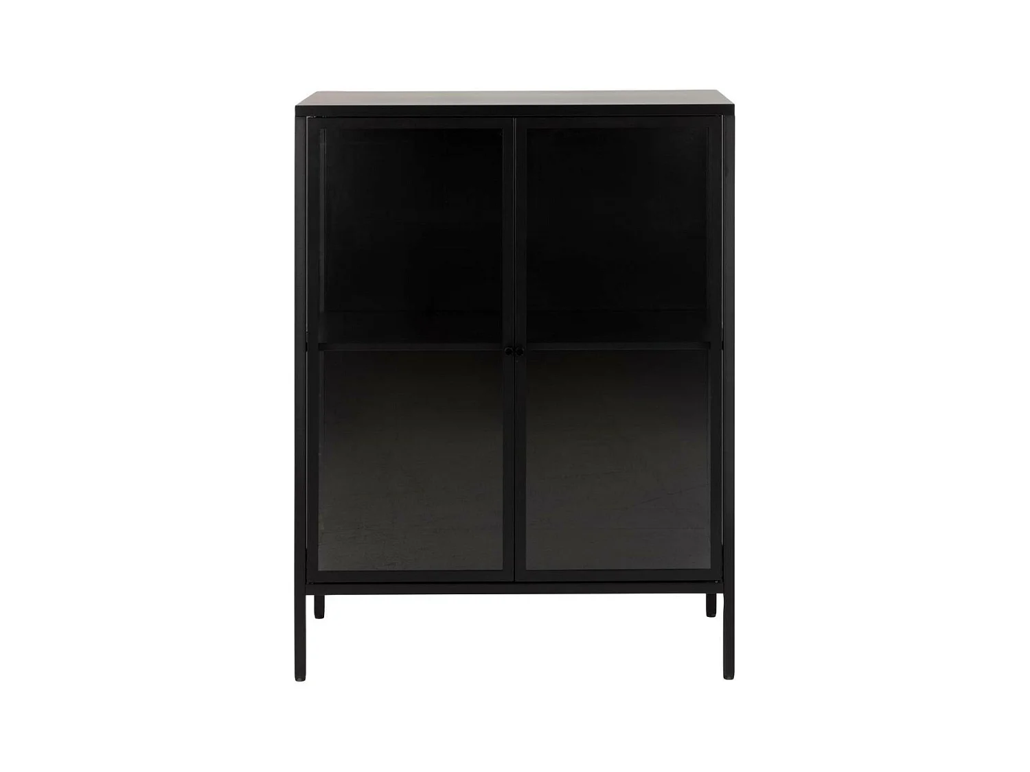 Vitrine basse scandinave en métal noir 2 portes vitrées - HARLOW