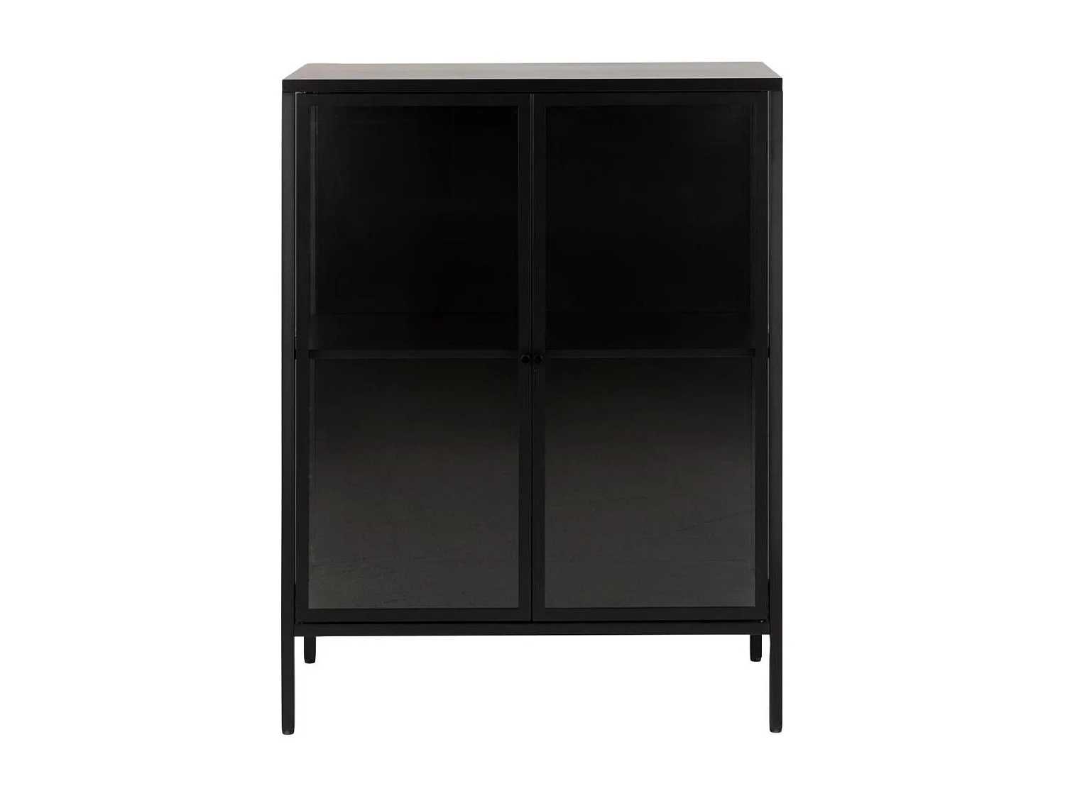 Vitrine basse scandinave en métal noir 2 portes vitrées - HARLOW