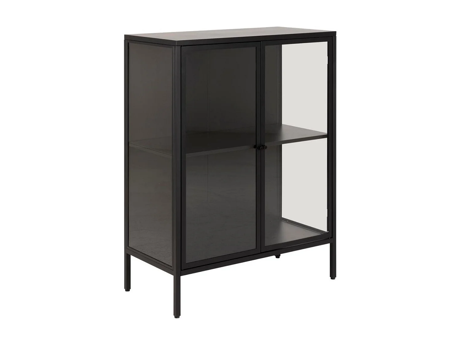 Vitrine basse scandinave en métal noir 2 portes vitrées - HARLOW