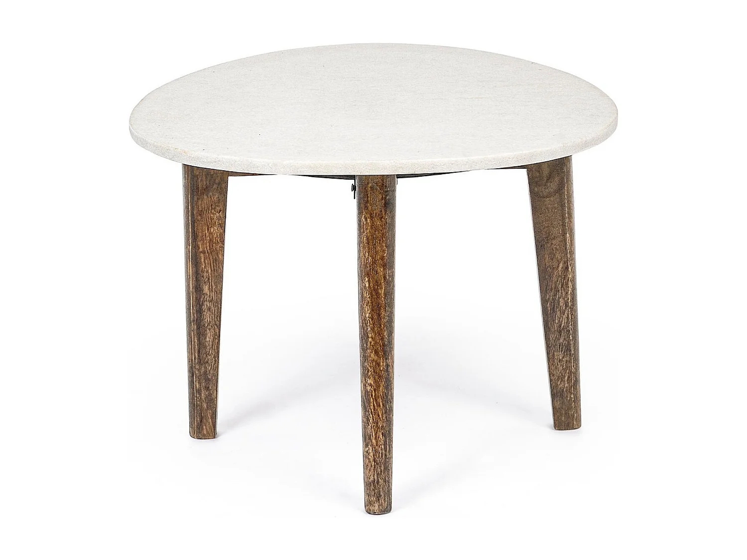 Table basse ovale vintage en manguier et marbre blanc L70 - BLANY