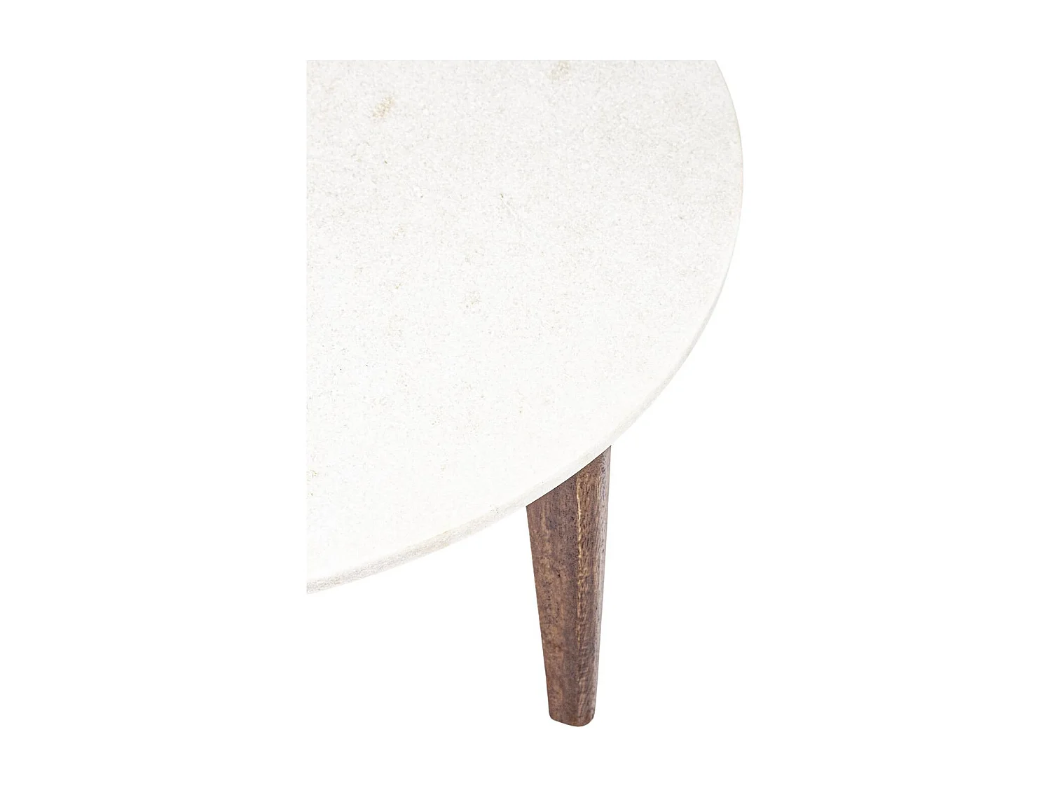 Table basse ovale vintage en manguier et marbre blanc L70 - BLANY