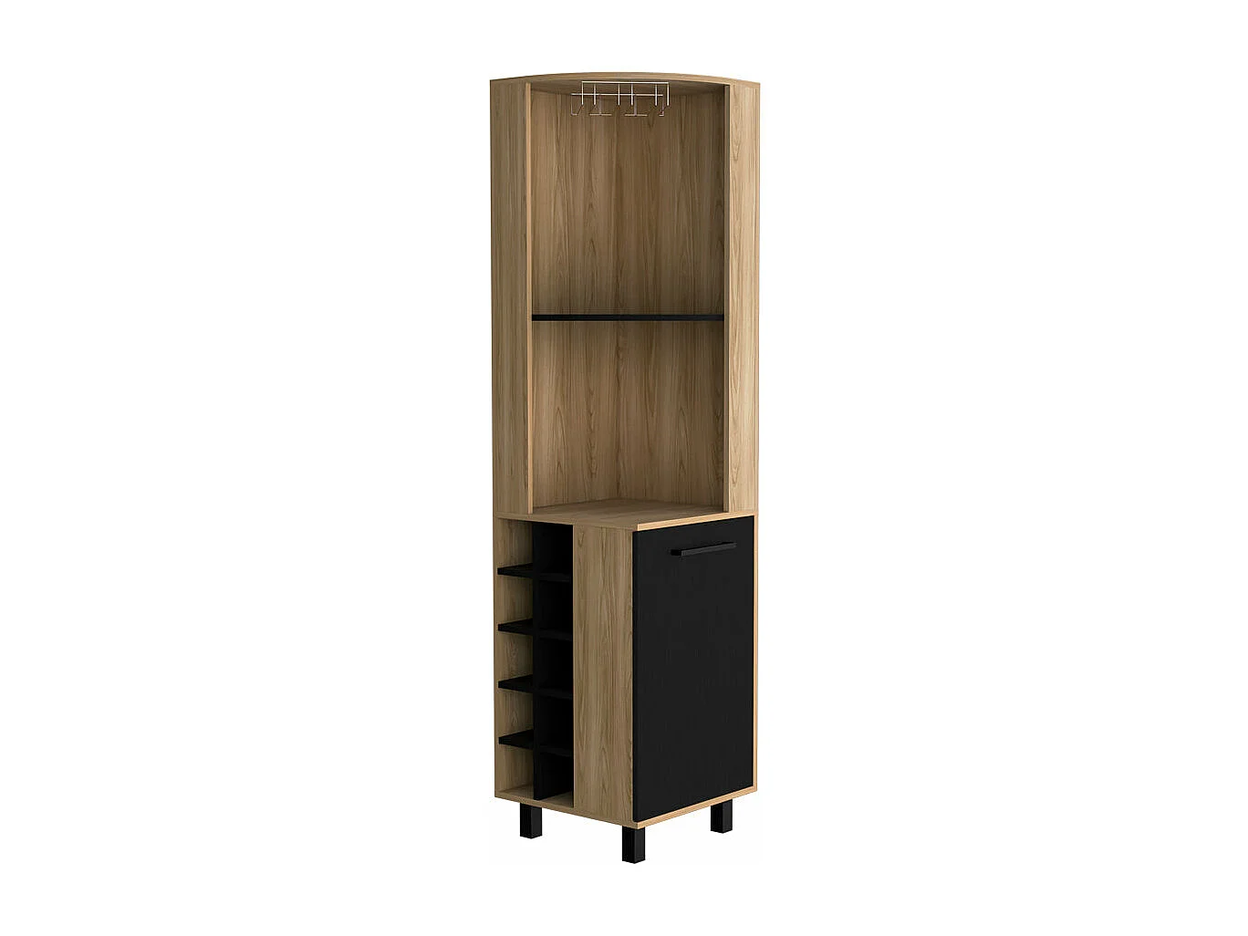 Mobile bar Kaia in melamina con 3 ripiani, 9 portabicchieri, 10 portabottiglie e mobile inferiore, multicolore, 180 cm X 45 cm X 45 cm X 45 cm