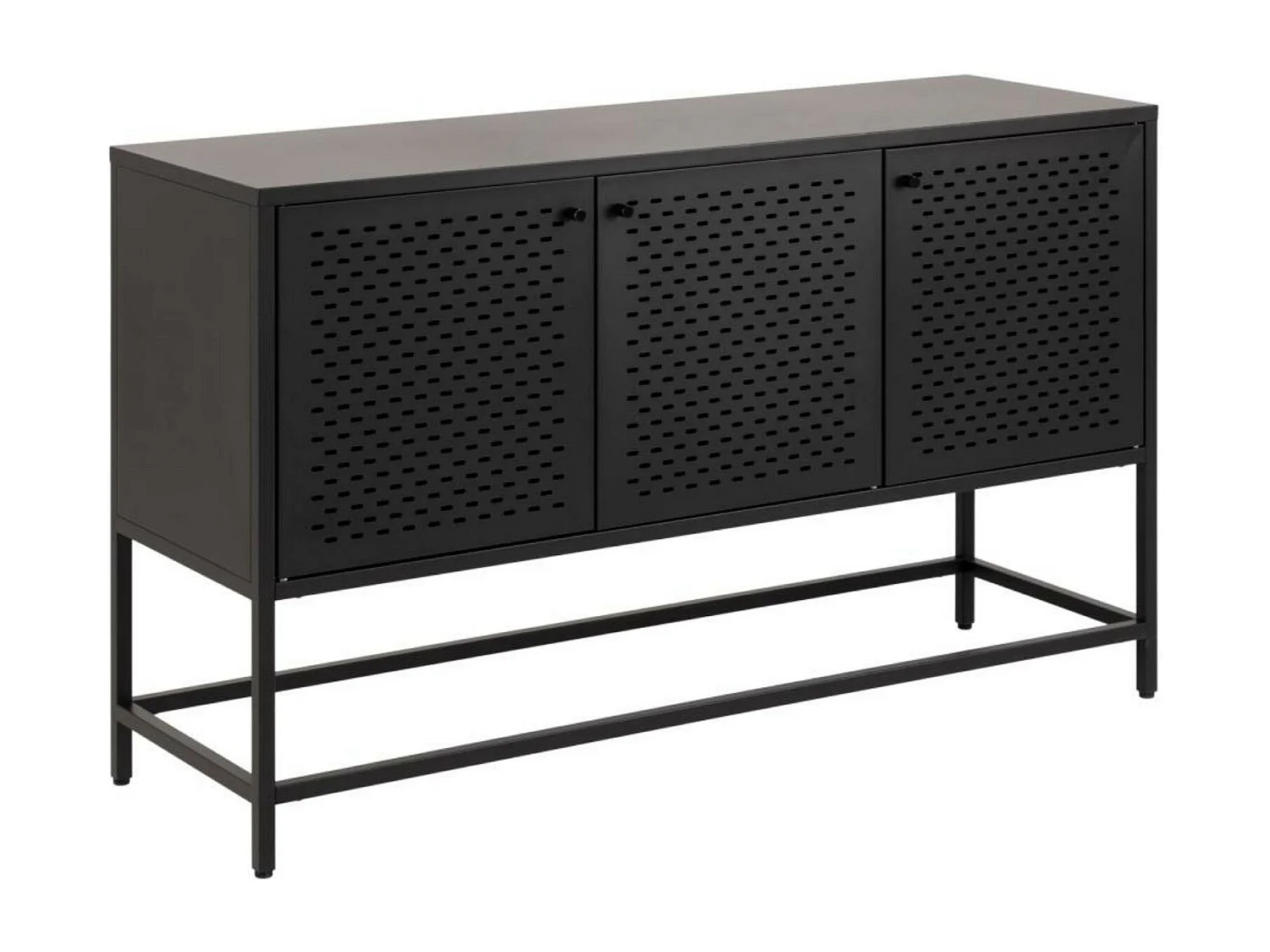 Buffet bas scandinave en métal noir 3 portes L125 - HARLOW