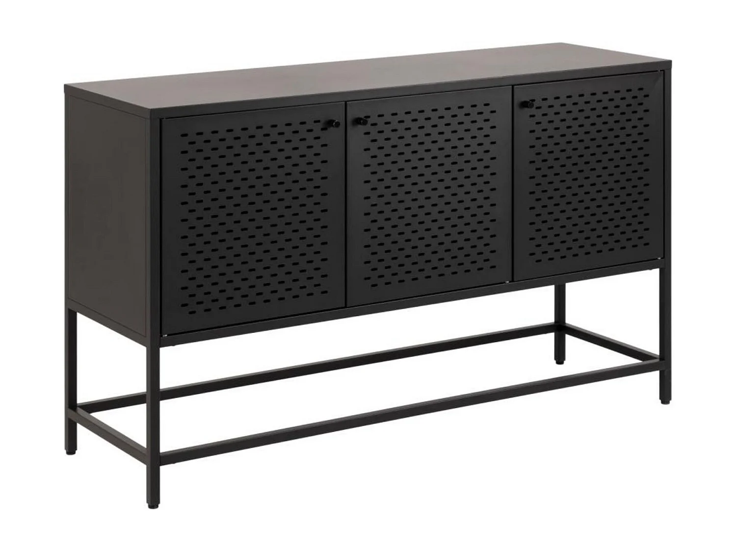 Buffet bas scandinave en métal noir 3 portes L125 - HARLOW