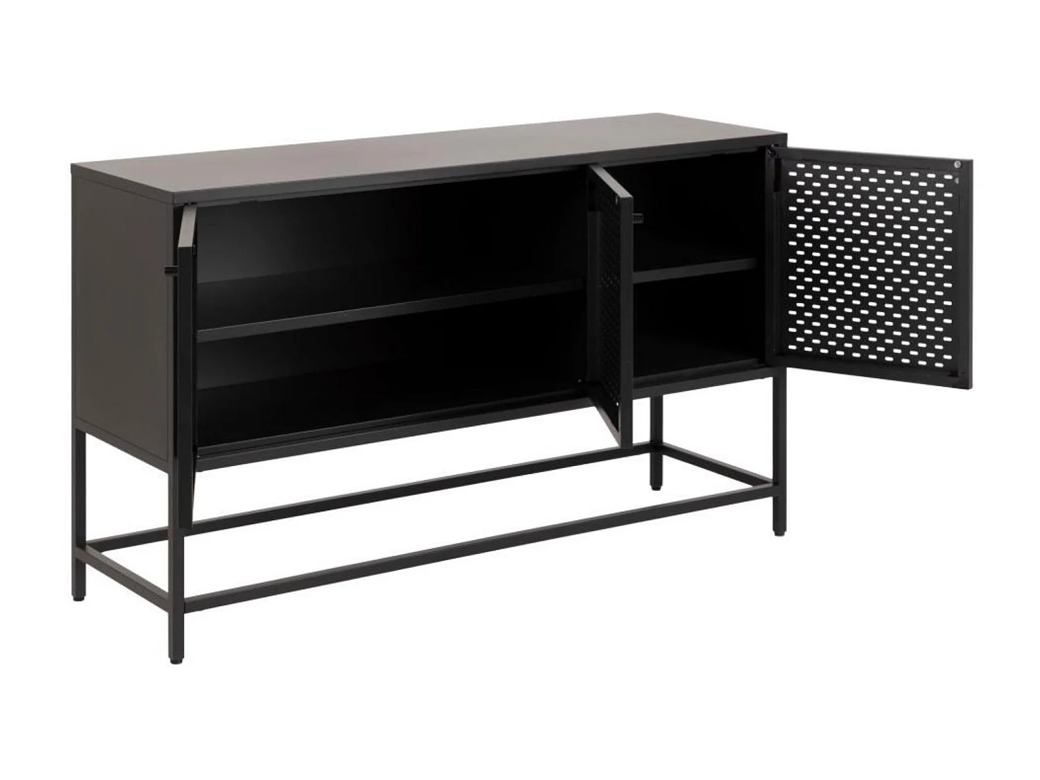 Buffet bas scandinave en métal noir 3 portes L125 - HARLOW