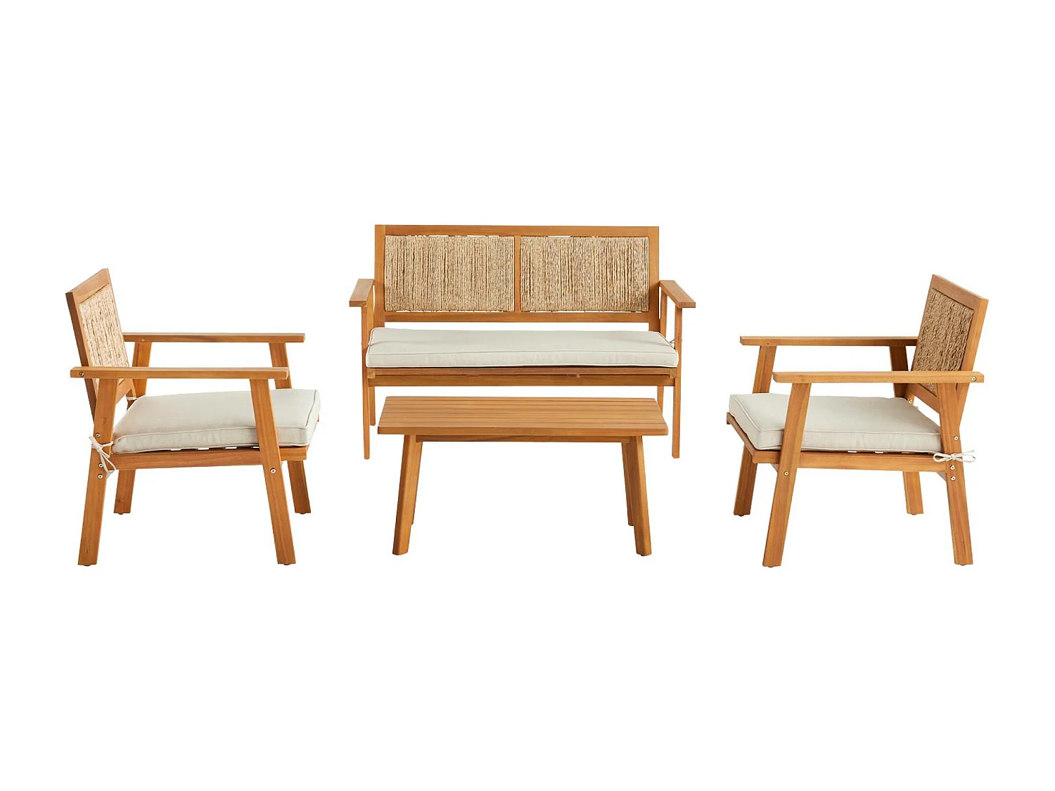 Conjunto de muebles de jardín en madera con cañizo vertical, 4