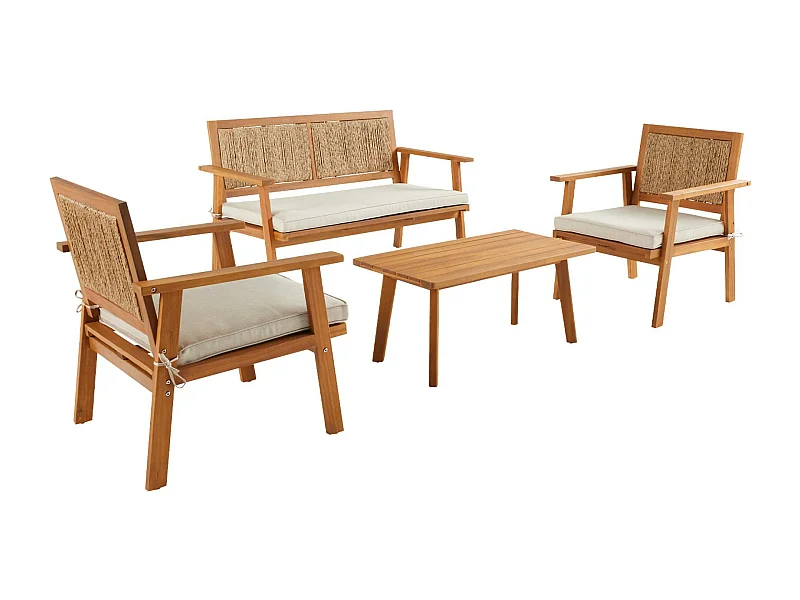 Conjunto de muebles de jardín en madera con cañizo vertical, 4