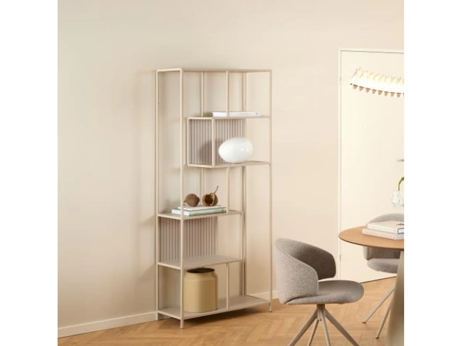 Bibliothèque scandinave en métal grège 5 tablettes - BARRY