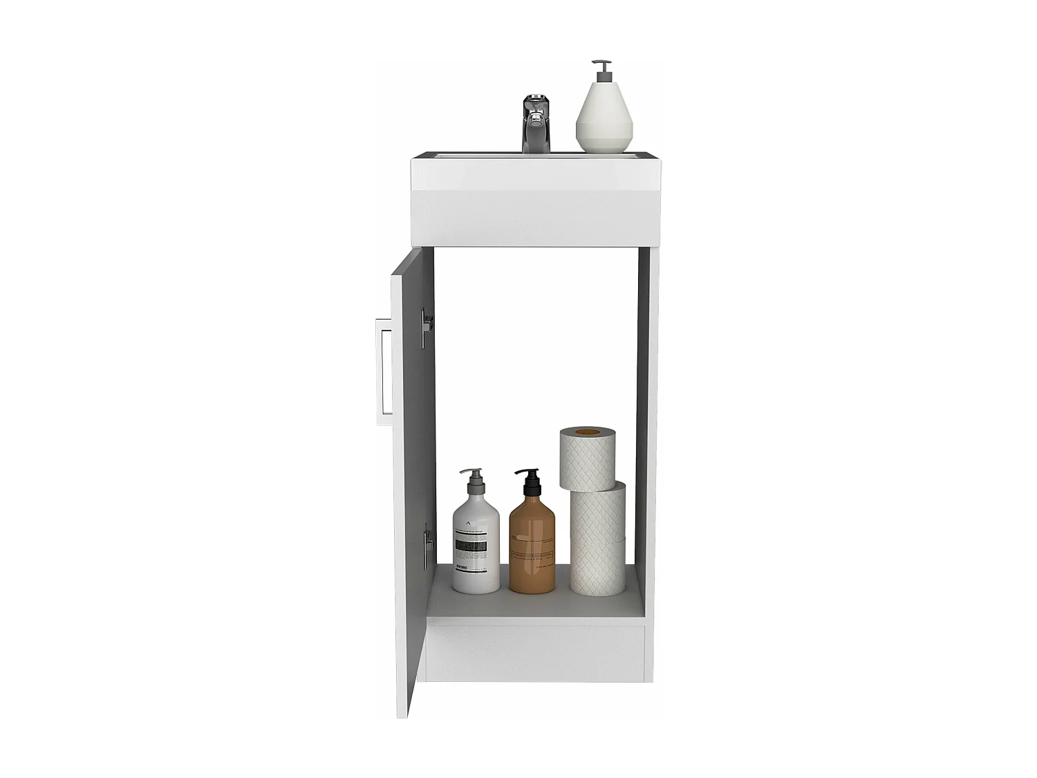 Meuble de salle de bain Madrid avec 1 porte et rangement inférieur, blanc, 83 cm X 40 cm X 33 cm
