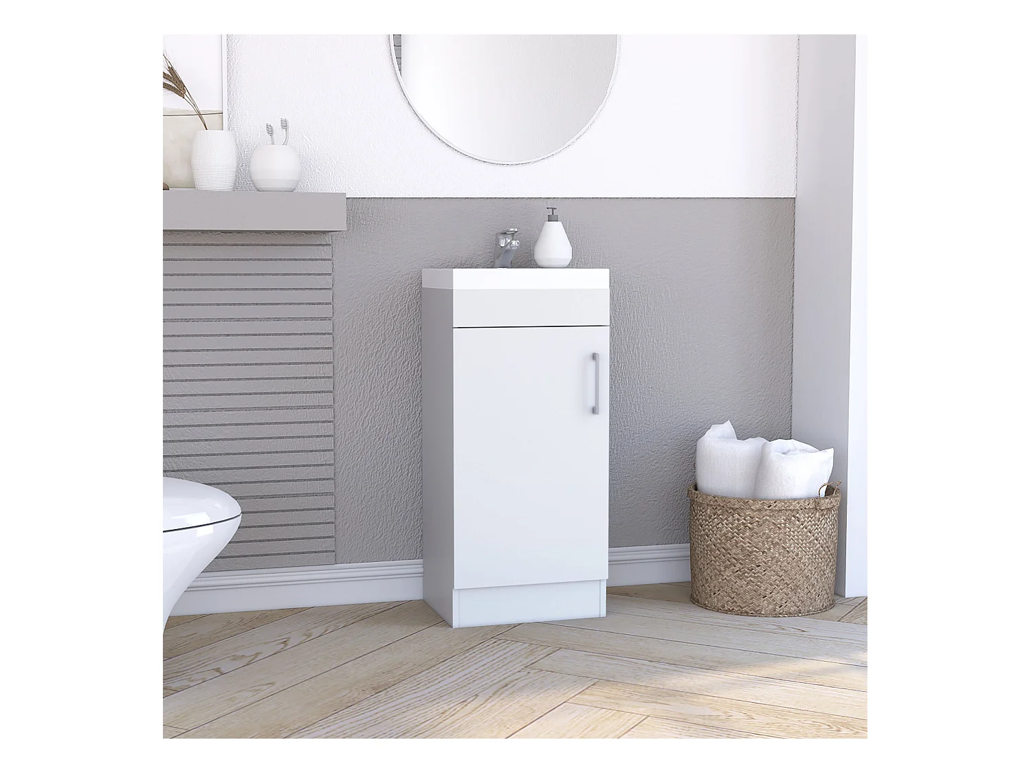 Mueble de Baño Madrid con 1 puerta y almacenamiento inferior , blanco , 83 cm X 40 cm X 33 cm