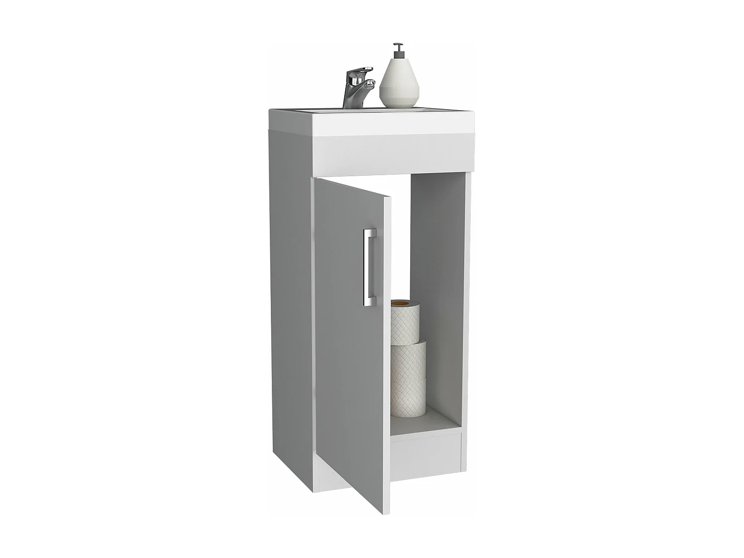 Meuble de salle de bain Madrid avec 1 porte et rangement inférieur, blanc, 83 cm X 40 cm X 33 cm