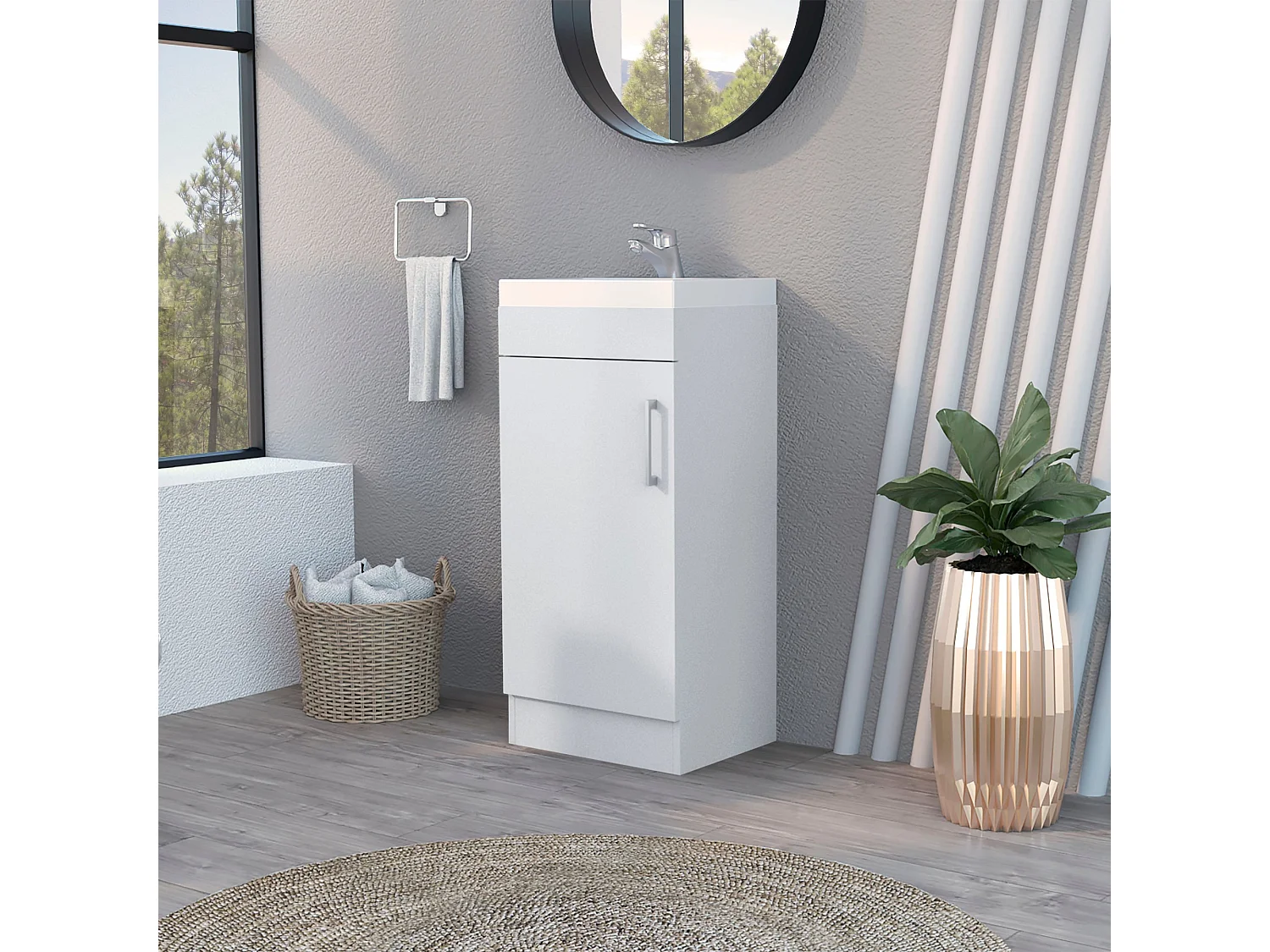 TUHOME CONCEPT Mobile bagno Madrid da 40 cm con lavabo, bianco