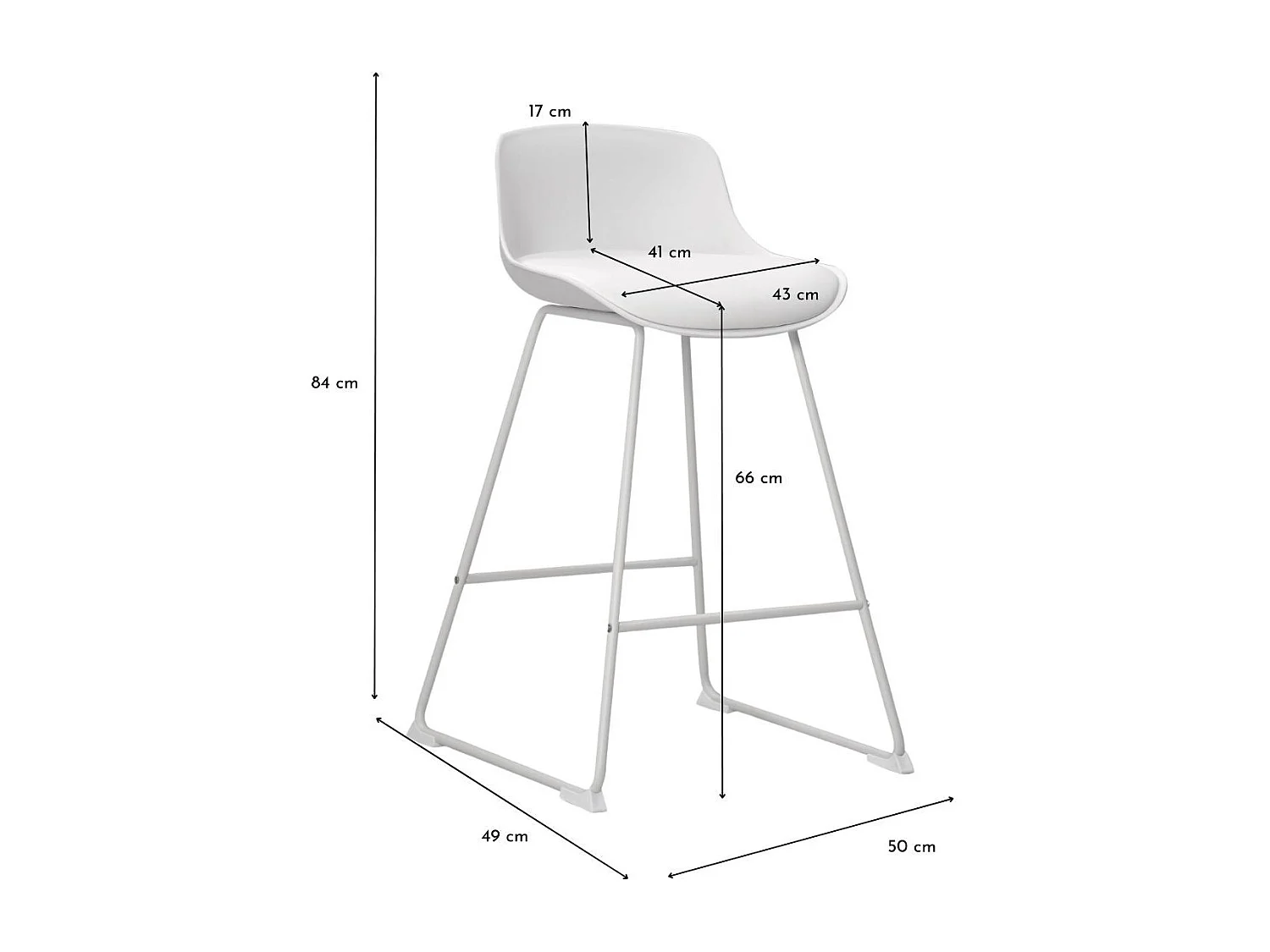 Tabourets de bar bas en métal et simili (lot de 2) - LILIAN
