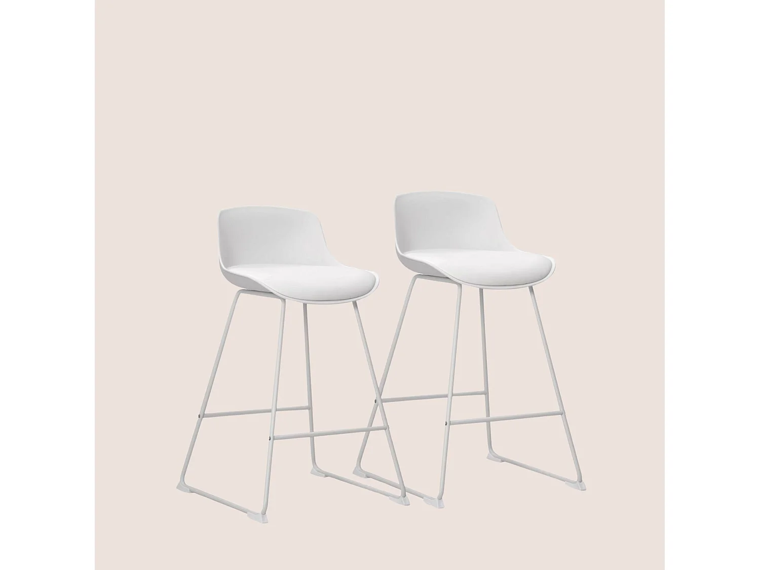 Tabourets de bar bas en métal et simili (lot de 2) - LILIAN