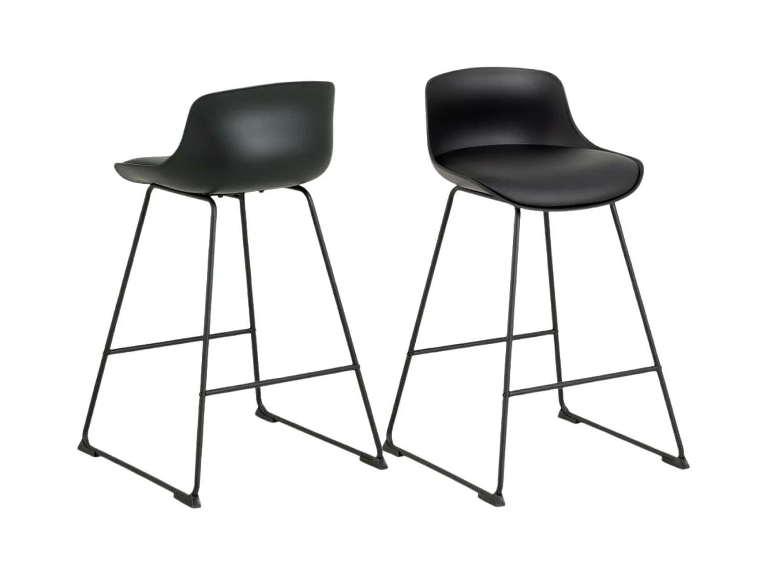 Tabourets de bar bas en métal et simili (lot de 2) - LILIAN